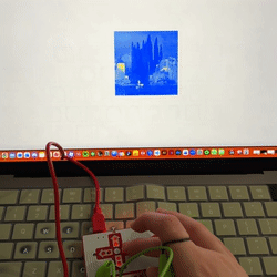 I added rotation using rotate() tied to the space key, which helped me try out some more transformation functions and consider their relation with the Makey Makey.
