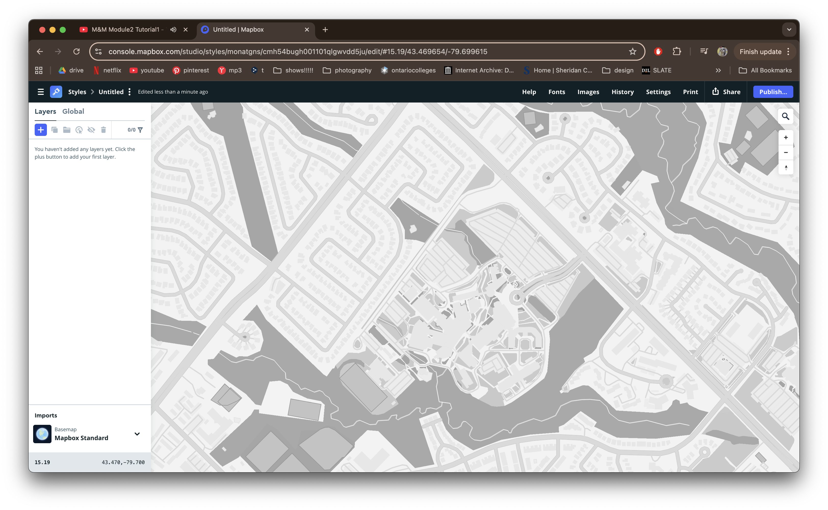 Further experimentation with colours, creating my own monochrome colour scheme.
