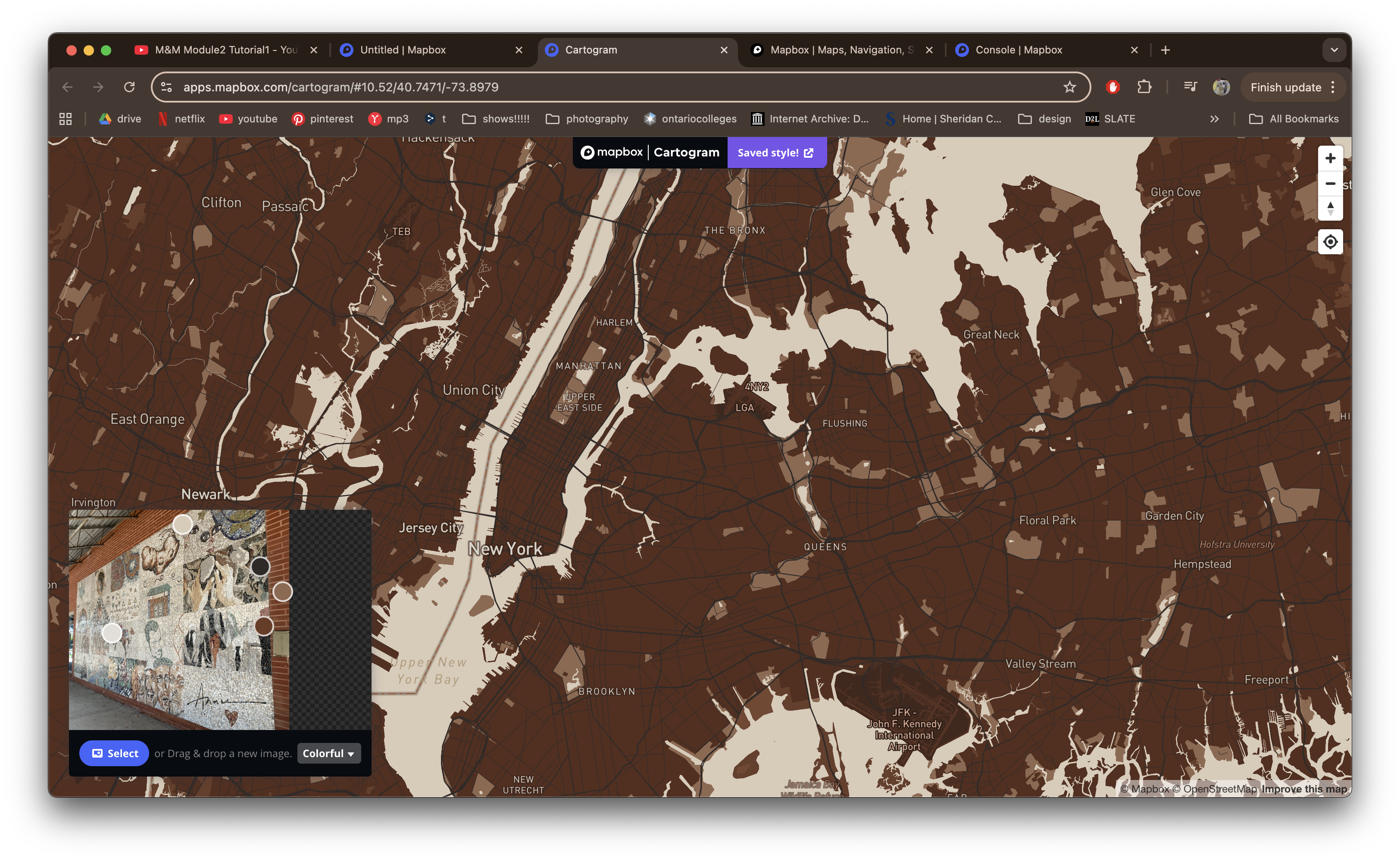 Additional experimentation with the Cartogram plugin to change the colour of the maps features.