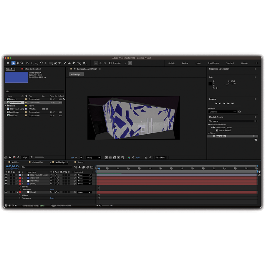 Created a shattering animation and apply it to the walls to make them look like they are breaking apart.