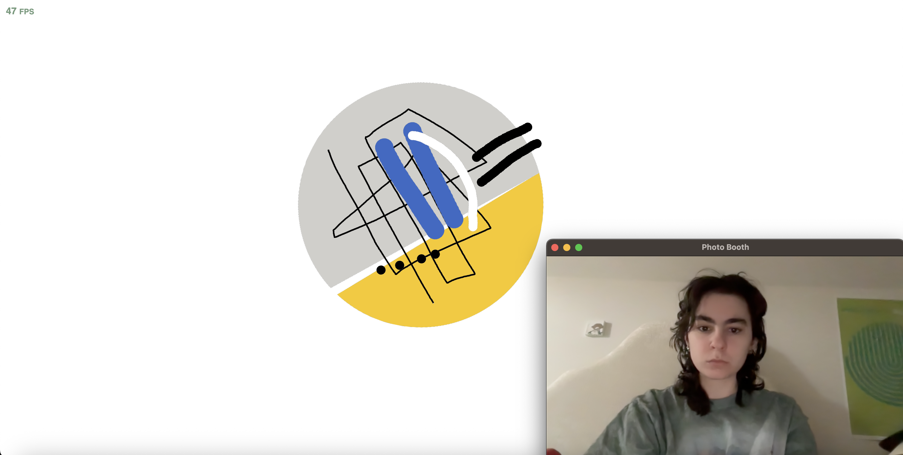 Initial experimentation with different angles and distances from the screen to see how the different pieces of the default/example composition would react to my movements.